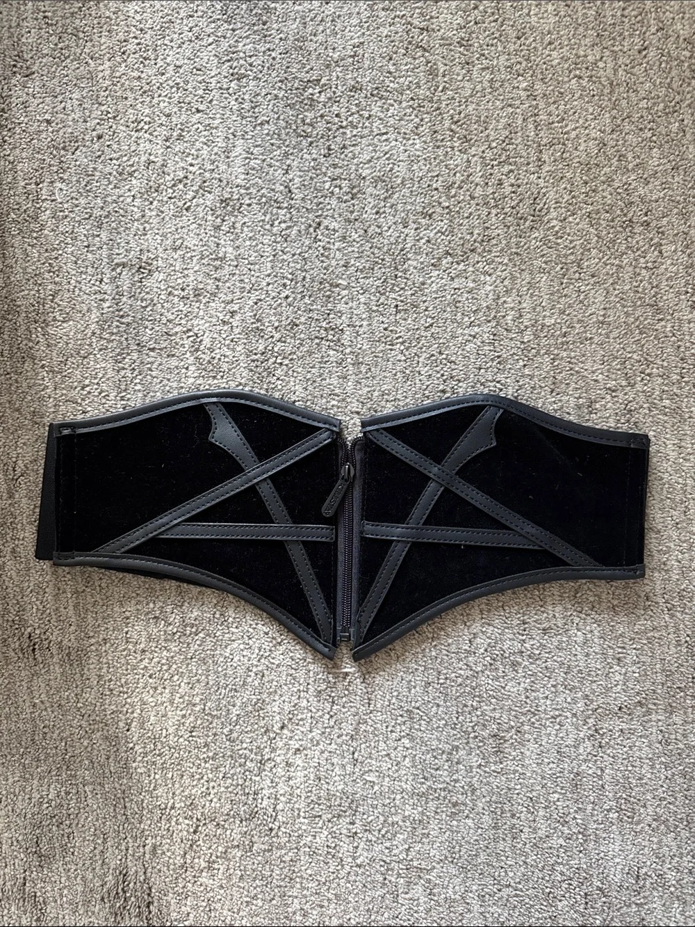 Killstar Black Velvet Corset-Style Waist Belt with Zip